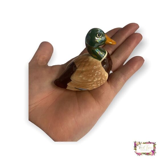 Vintage Miniature Ceramic Porcelain Hand Painted Mallard Duck Figurine - Picture 12 of 14
